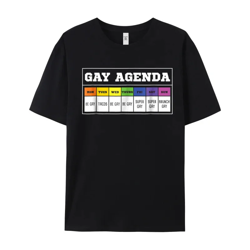 Gay Agenda Funny T Shirt__17844 Men Newest Tees Round Neck VALENTINE DAY Pure Cotton Tshirts Design Short Sleeve Tee-Shirt