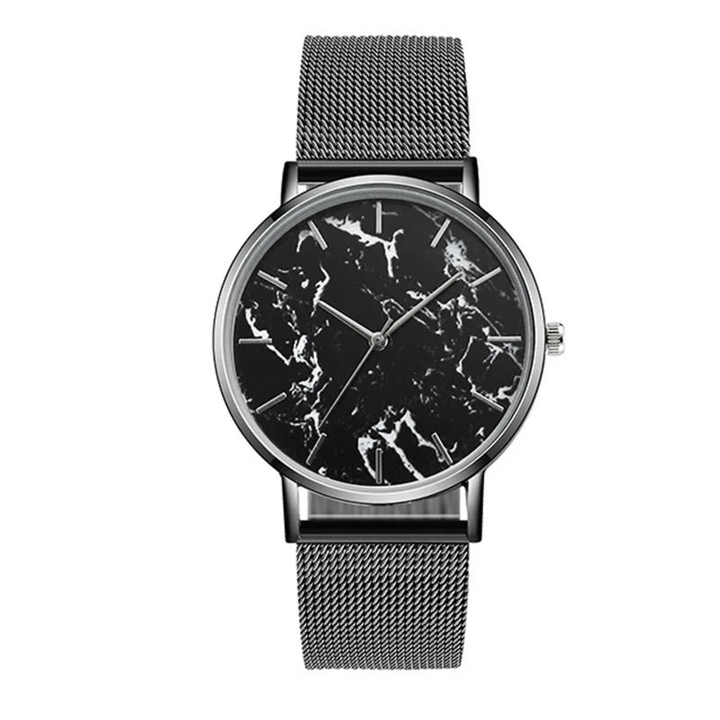 Alloy Mesh Strap Quartz Watch, Fashionable Marble Quartz Watch, Men's and Women's Business Watch，Neutral Quartz Wristwatches