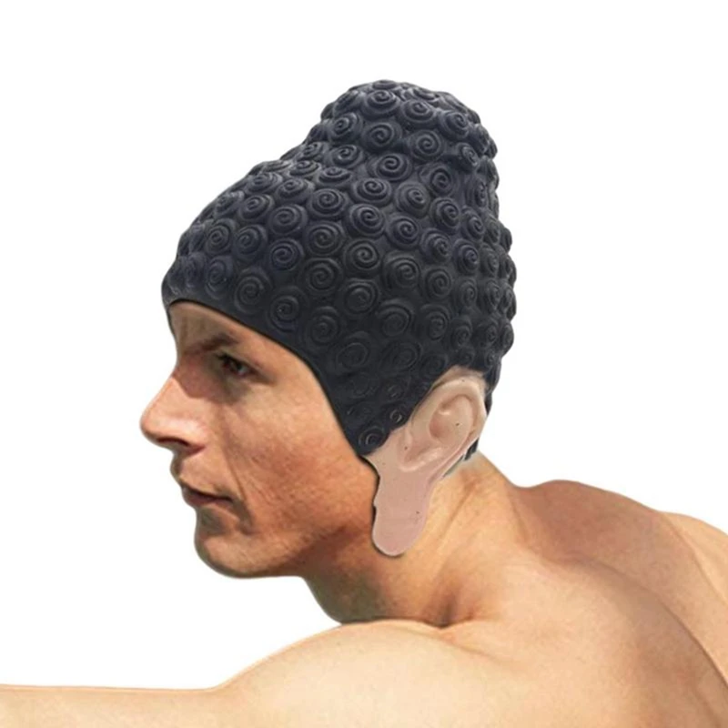 Gorros de natación con forma de Buda Tathagata, antideslizantes, flexibles, duraderos, de látex, para surfear, para niños, niñas, mujeres y hombres,