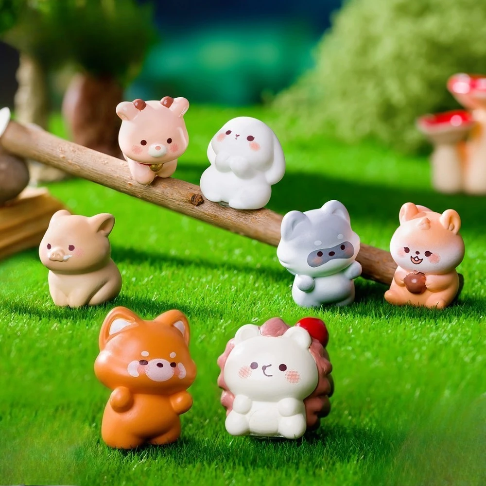 21PCS Cute Forest Animal Figurines Mini Rabbit Deer Pig Charms Micro Landscape Succulent Pots DIY Crafts Desktop Decor