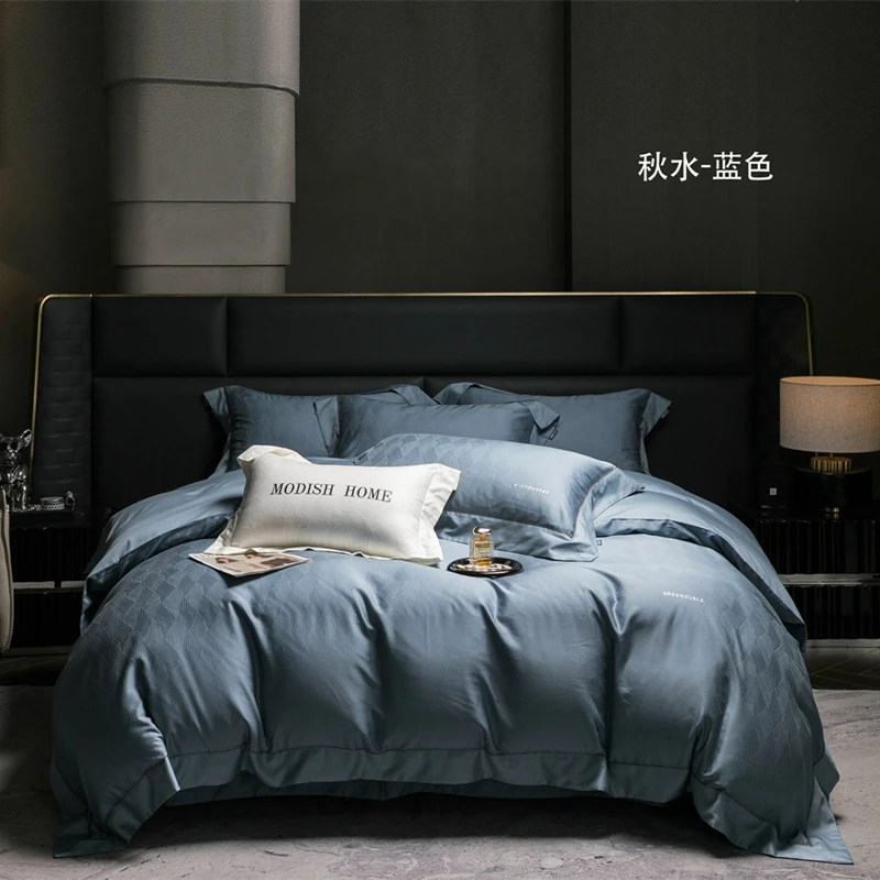 100% Cotton Woven 300TC Bed Sheet Set 4-Piece Resistant Home Textile with Flat Design