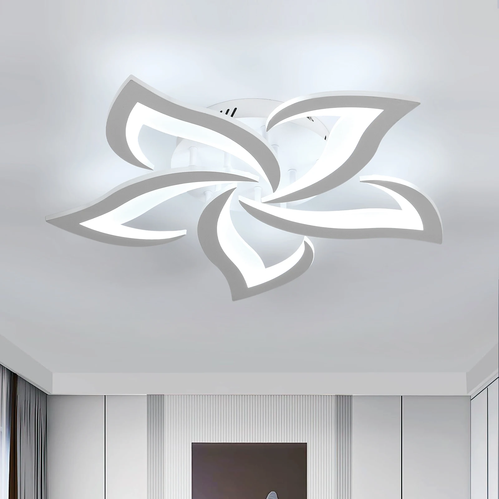 Lampy sufitowe z motywem płatków, lampy sufitowe LED 60W 6750LM, zimna biel 6500K, nowoczesne oświetlenie sufitowe do salonu