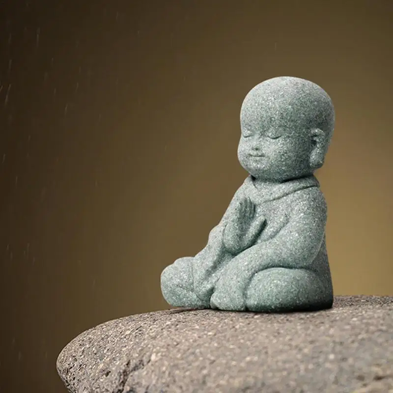 Estatuilla de piedra de Buda para pequeños monjes budista, estatua de Buda, budismo tibetano, monje Zen, adorno de jardín, meditación, decoración