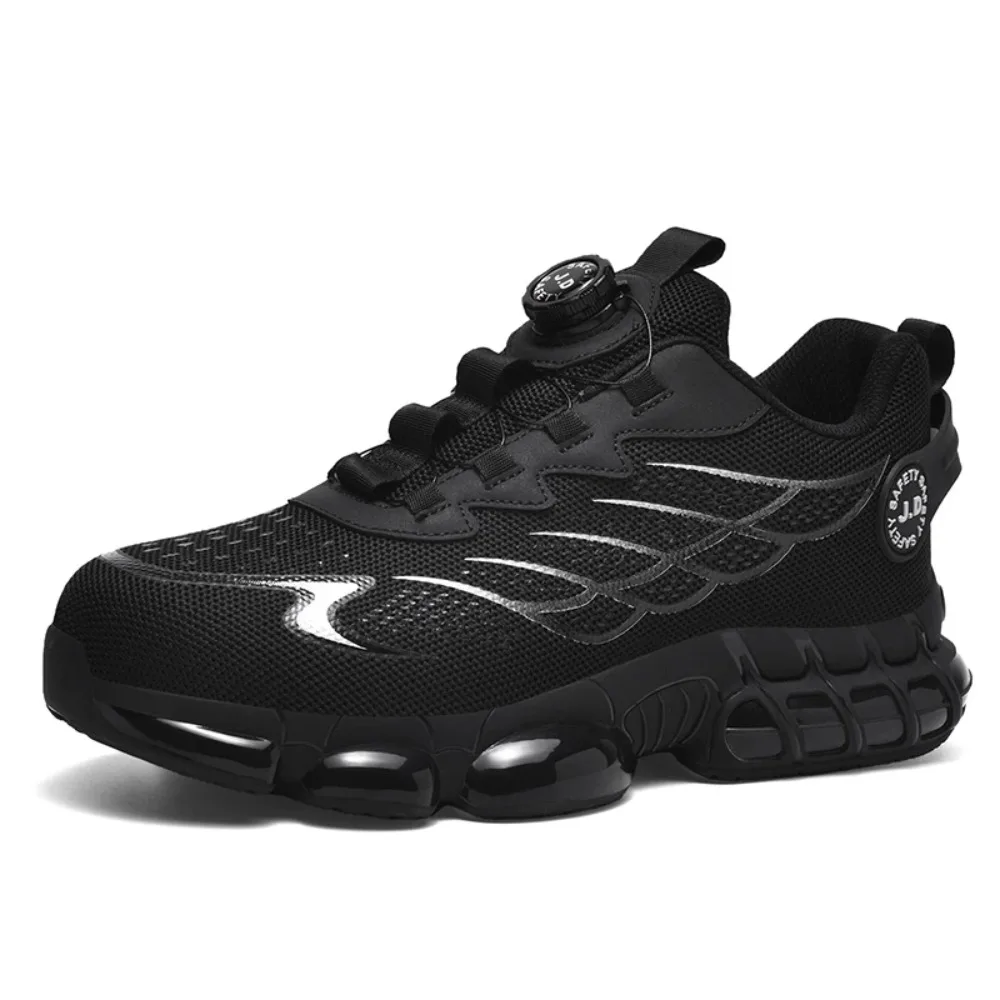 

Professional Men's Steel Toe Safety Shoes with Rotating Buckle, Lightweight Breathable Mesh Industrial Construction Outdoor