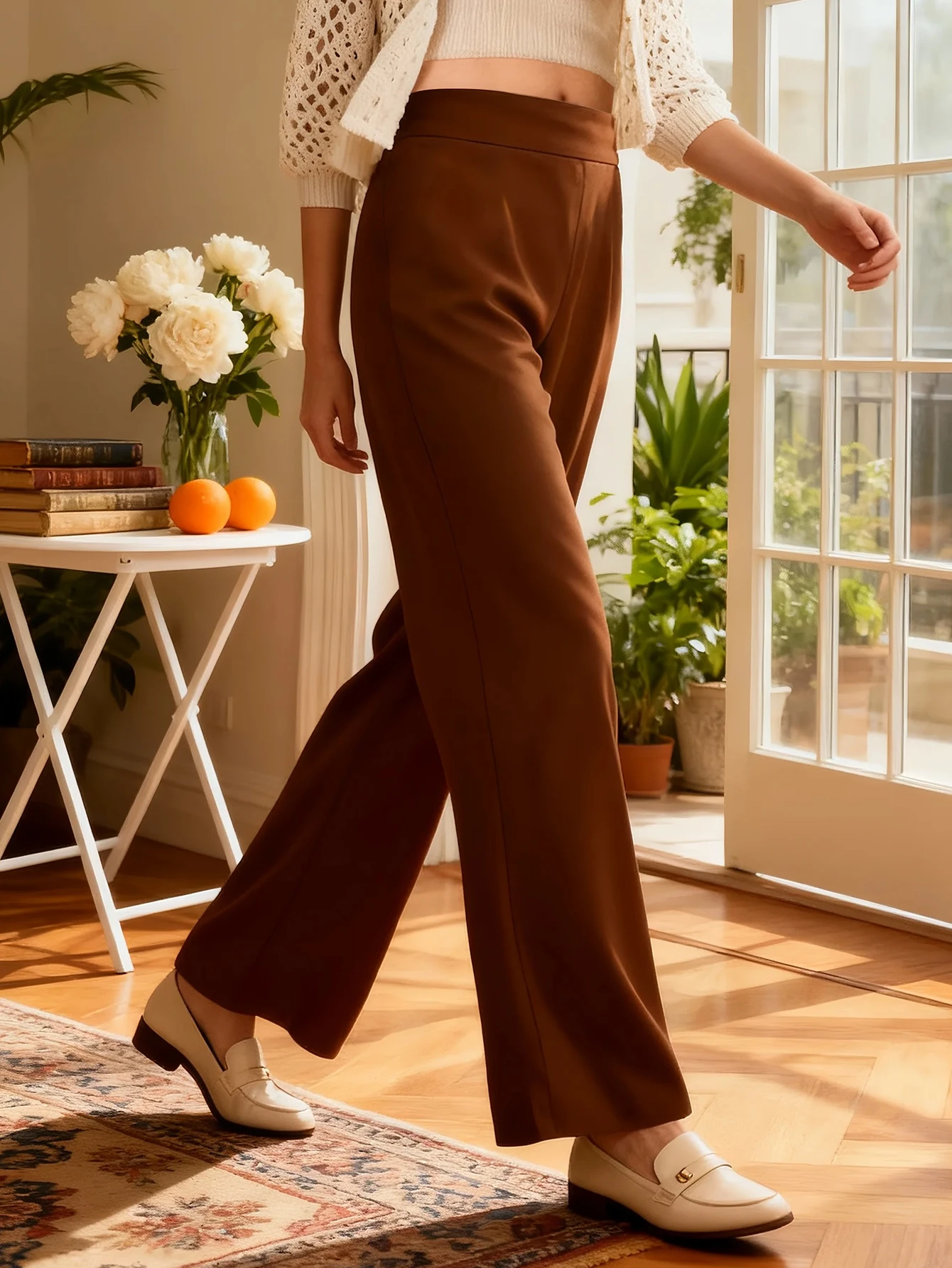 Pantalones de mujer, pantalones largos, pantalones anchos, pantalones casuales, pantalones de pierna recta, pantalones de cintura alta, asequibles, elegantes