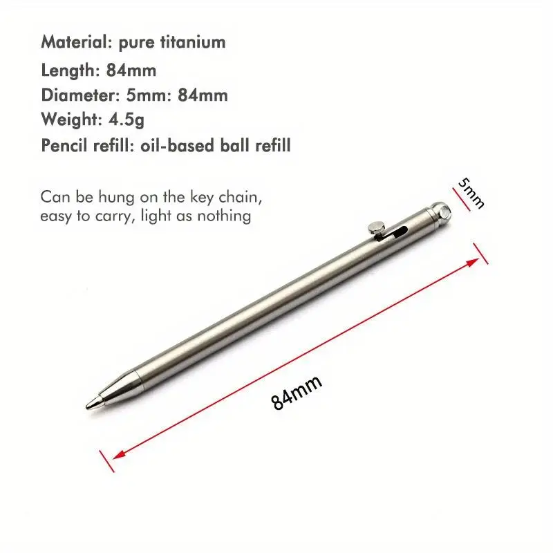 Pure Titanium Mini Compact Gun Bolt Pen Portable Keychain Ballpoint Signing Party Gift for Guests