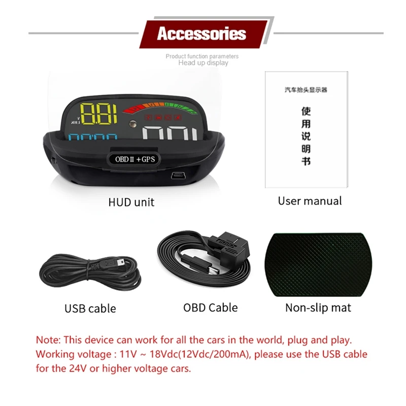 C800 With HD Lens Reflection Windshield Projector OBD2 II EUOBD Car HUD Head Up Display Overspeed Warning Voltage Alarm