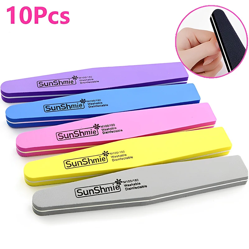 

10Pcs Dual-headed Nail File Sponge Colorful Nail Polish Buffing Sanding Buffer Flexible Frosted Beauty Tool Nail Art Accessories