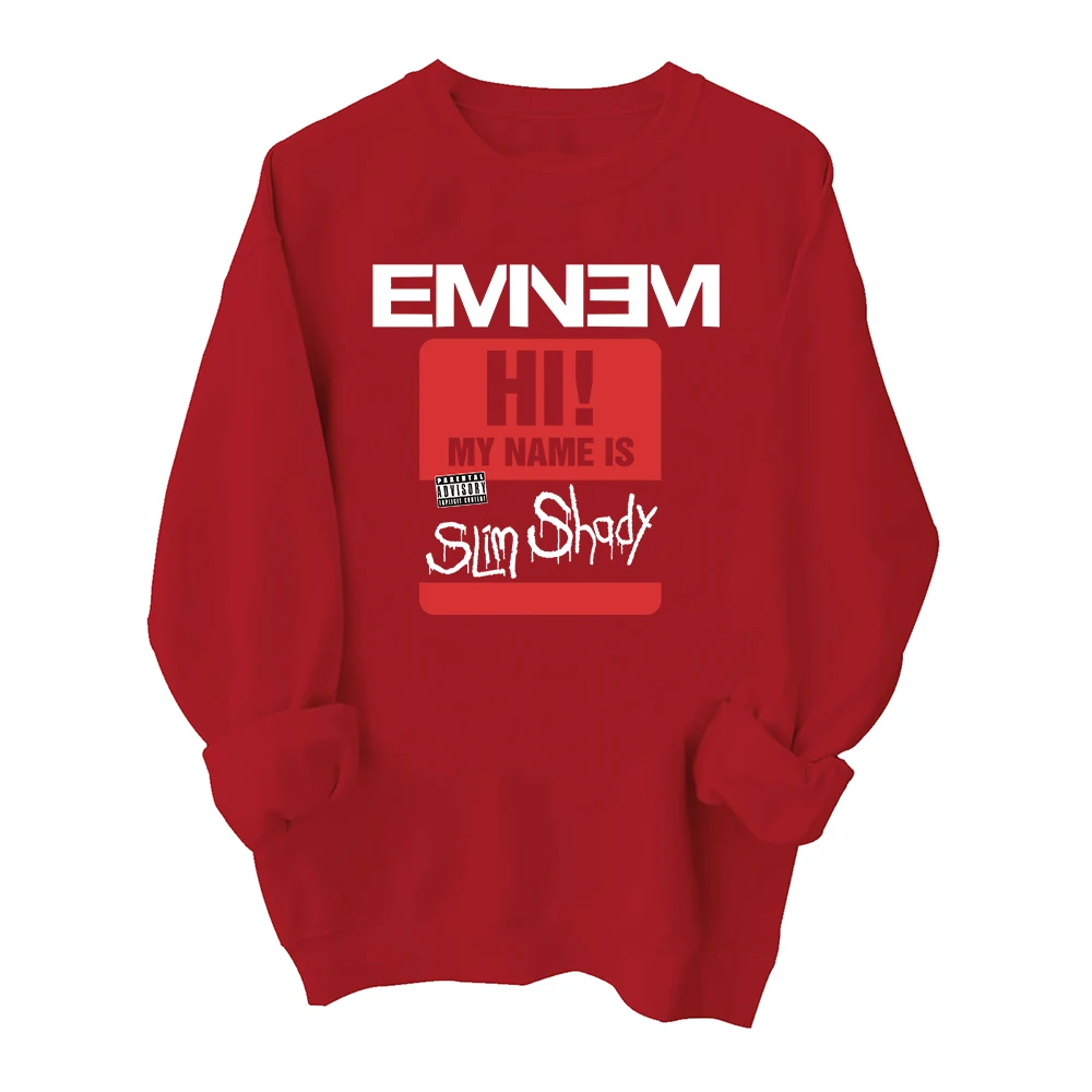 Eminem Hi My Name is Slim Shady Sweatshirt Harajuku Round Neck Long Sleeve Oversize Hoodie