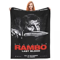 Rambo First Blood Blanket Movie Poster Camping Flannel Throw Blanket Soft Warm Couch Chair Custom Bedspread Gift