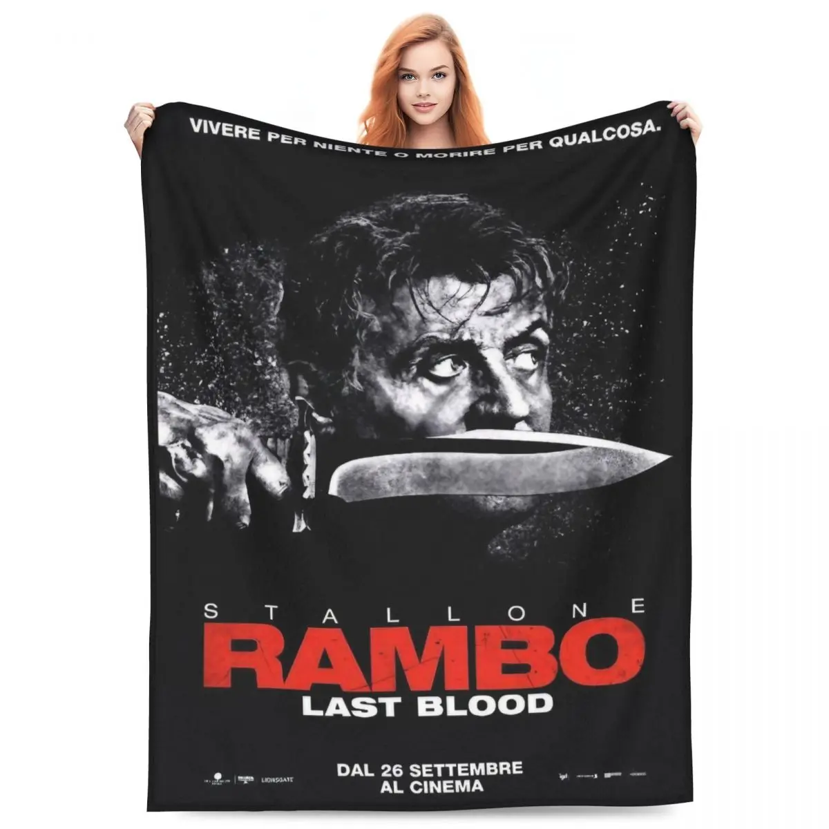 Rambo First Blood Blanket Movie Poster Camping Flannel Throw Blanket Soft Warm Couch Chair Custom Bedspread Gift