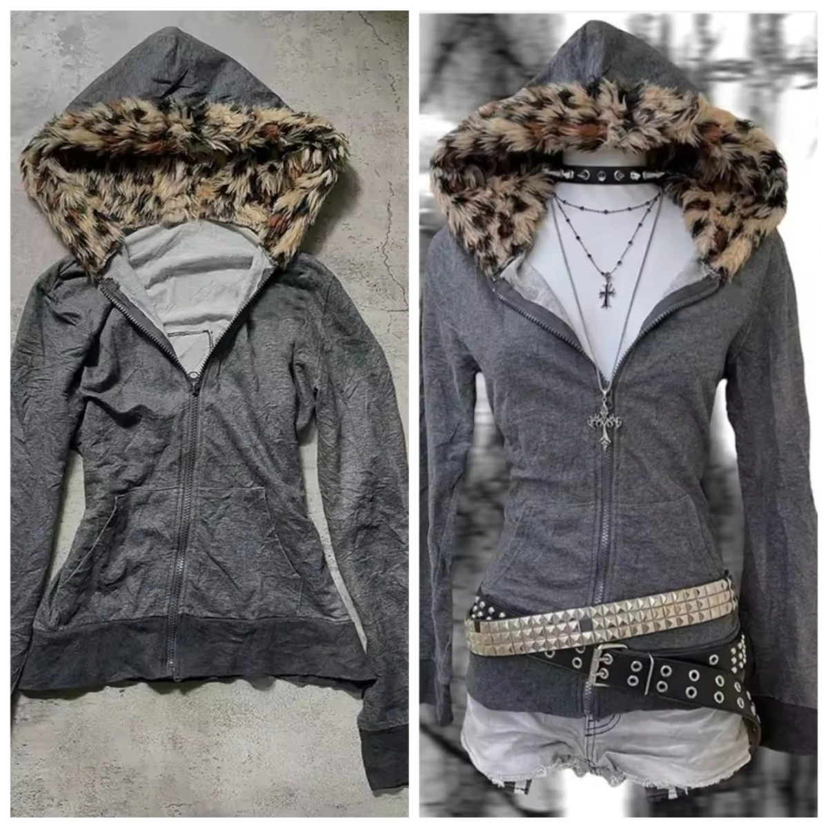 

Fur Collar Zipper Hooded Jacket Women Autumn Winter Retro New Velvet Thickened Warm Fashion Loose Casual Jacket