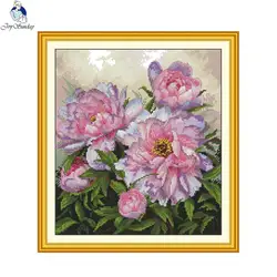 Joy Sunday Cross Stitch Complete Set Peony Needlework DIY 16CT 14CT 11CT Embroidery Handmade Room Home Hallway Decor Handicrafts