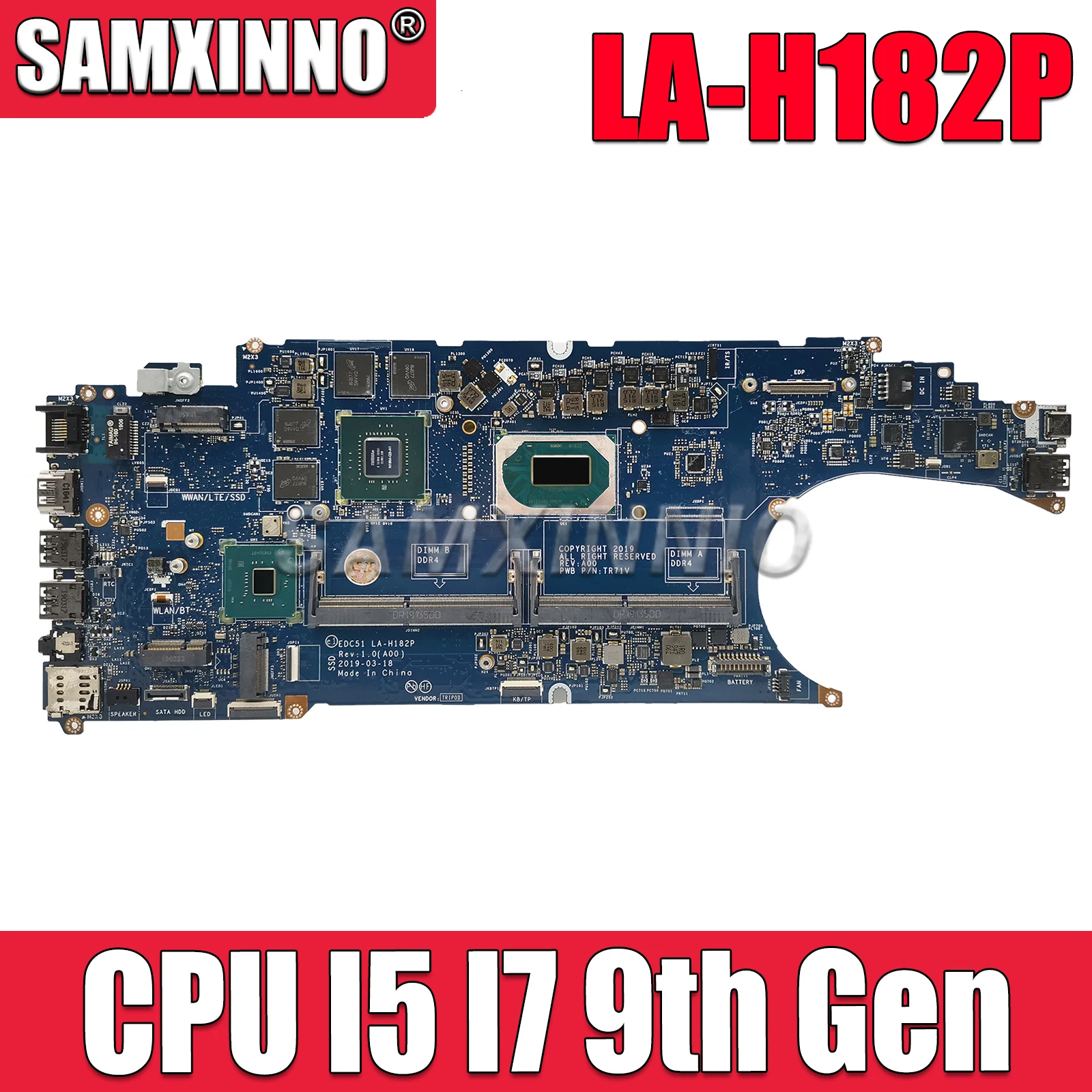 

SAMXINNO LA-H182P Mainboard For DELL Latitude Notebook Motherboard 5501 3541 EDC51 0DTNGJ 0GJJW0 0KMW33 0M0K66 0WH66R 2/4G