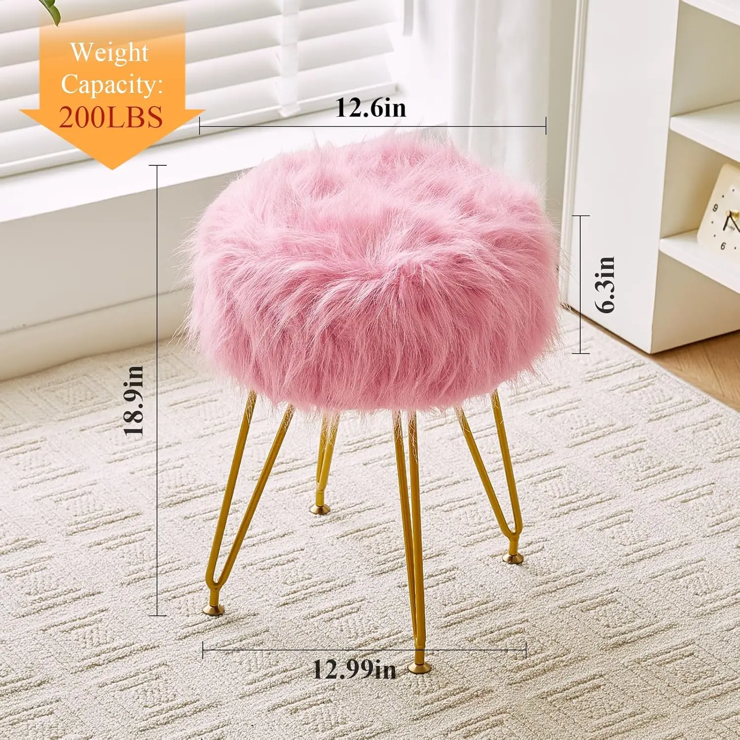 

Оттоманка Alessing из искусственного меха с хранением, круглый стул для туалетного столика с 4 металлическими ножками и мягким сиденьем, поднос под дерево для кофе