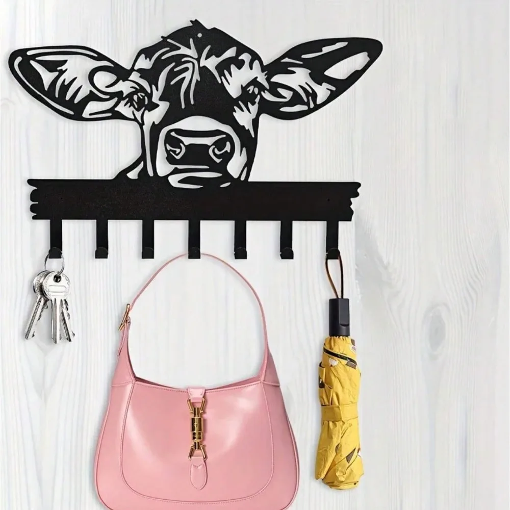 ตะขอโลหะสีดำคุณภาพสูง 1 ชิ้น สำหรับตกแต่งบ้าน - ของขวัญส่วนตัว แขวนใส่ช้อนส้อมได้ เหมาะสำหรับห้องนั่งเล่นในร่ม