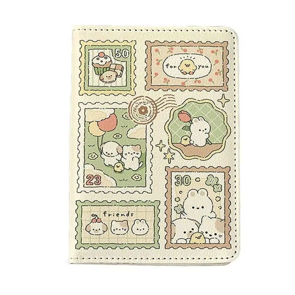 Rabbit Cartoon Passport Cover Wallet Multifunction Leather Passport Holder Card Clip Airplane Check-in Flight Ticket Clip Female