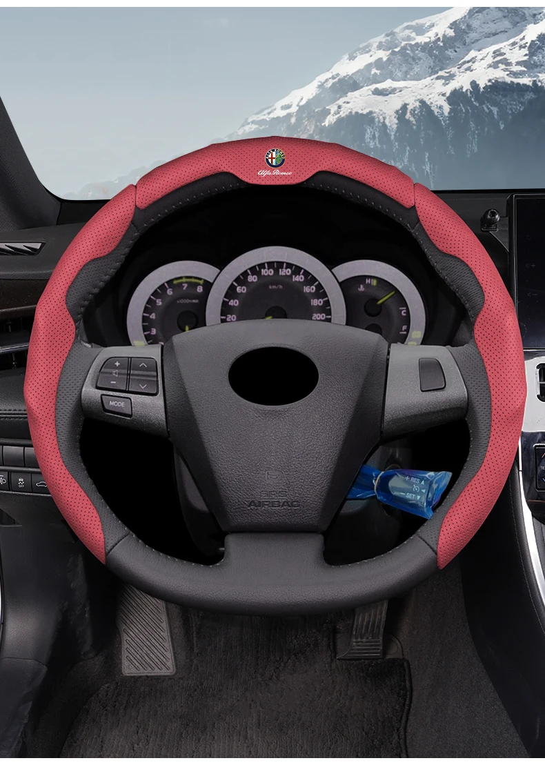 Nappa-Leder Dreistufiger Lenkrad-Antirutschschutz für Alfa Romeo 156 159 147 4C 8C 166 Giulia Giulietta GT 500 – Detail 20