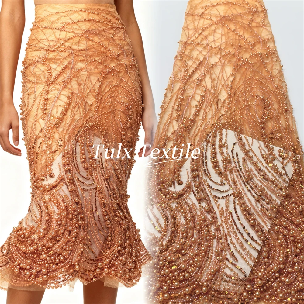 African Lace Fabric 2026 Sequins Beaded Embroidery Groom Nigerian Bridal High Quality French Tulle Lace Fabric For Wedding Dress