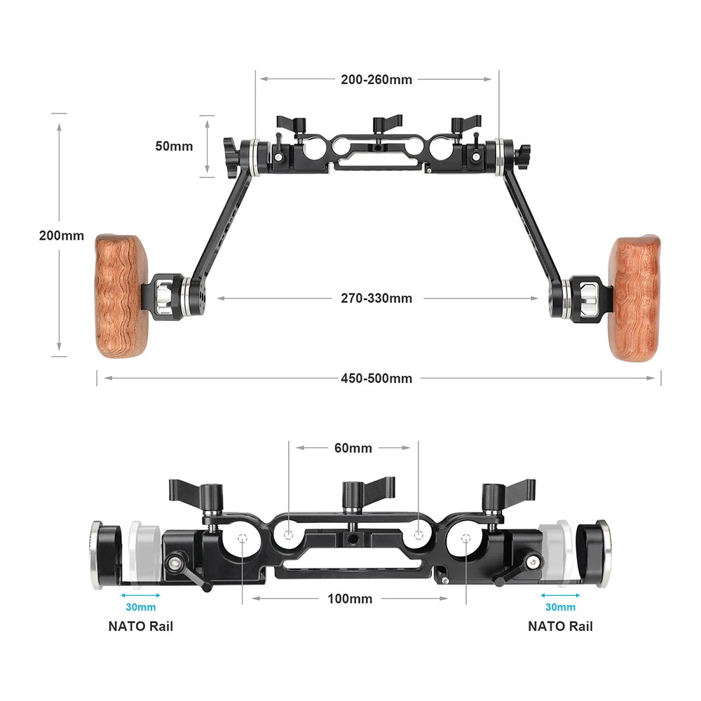 SZRIG Pro Shoulder Mount Rig With Manfrotto Quick Release Baseplate & Adjustable Rosette Wooden Handgrip For DSLR Camera