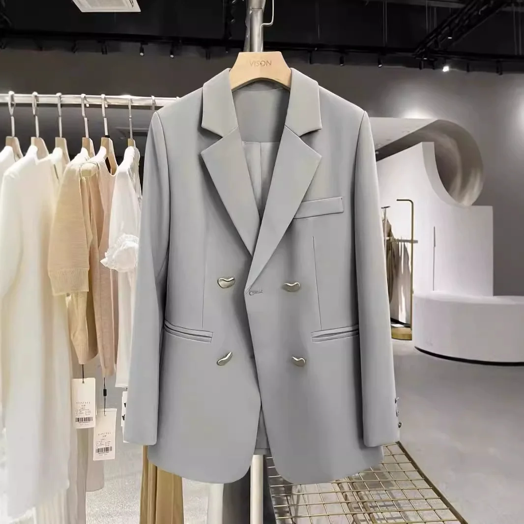 

Tesco повседневный женский пиджак в форме сердца, пиджак на пуговицах с вырезом и лацканами, офисный женский костюм с карманами, пальто для работы и бизнеса