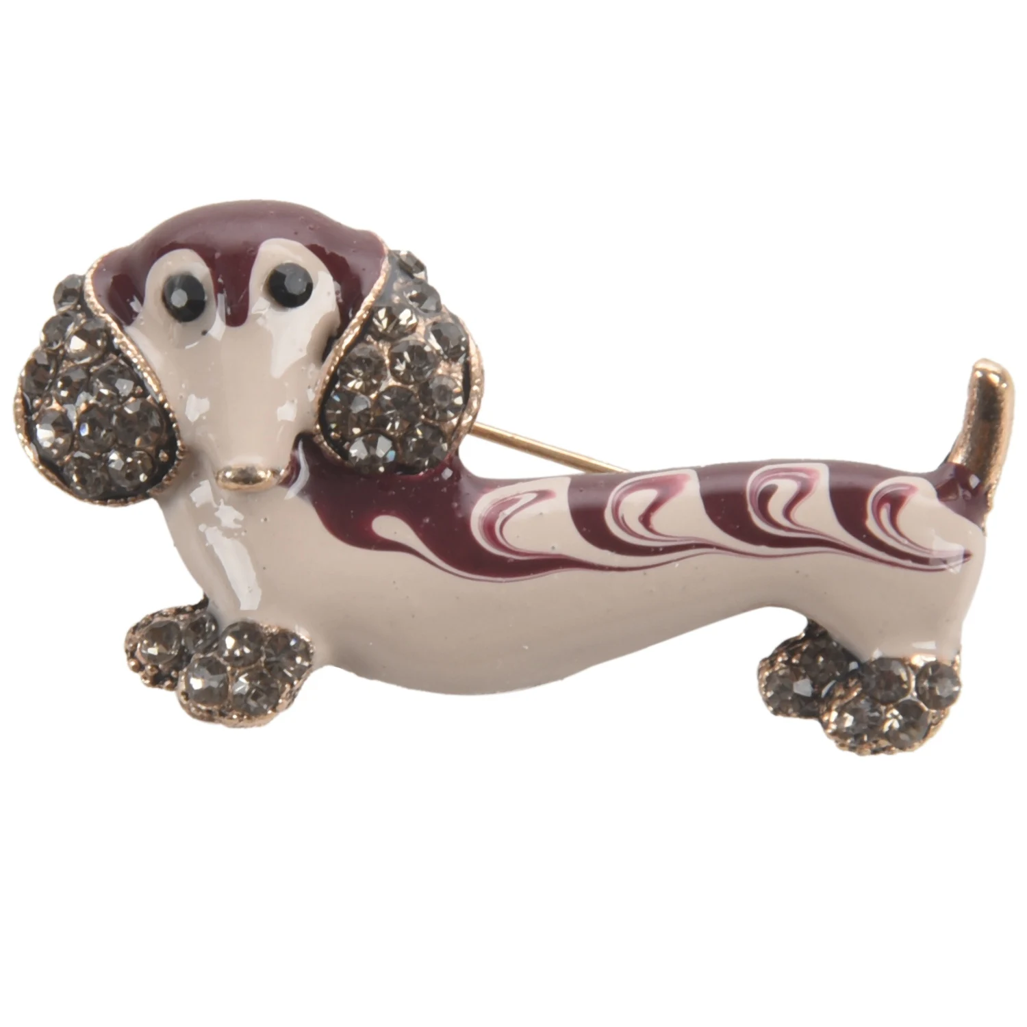

AOA-1 шт. милая блестящая страза такса собака романтическая брошь булавка модные украшения женская одежда броши для костюма подарок белый красный