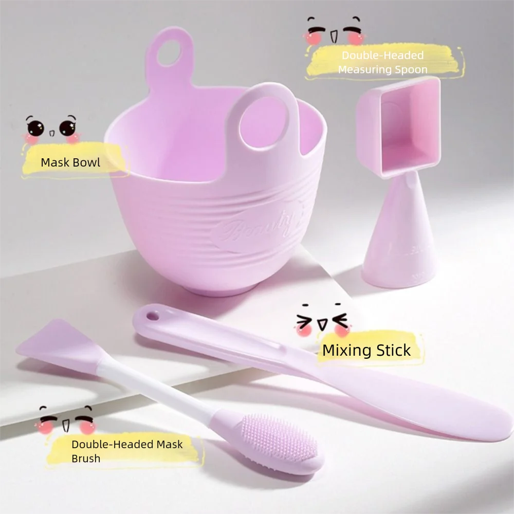 3/4 stuks siliconen gezichtsmasker mengkom set DIY zacht masker komborstels multifunctionele gezichtsverzorging gezichtsmasker gereedschapsset