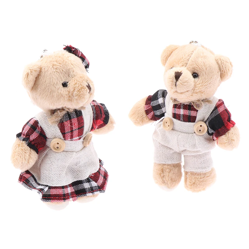 Desenhos animados Roupas Urso Brinquedo De Pelúcia Chaveiro, boneca recheada macia, pingente de mochila, bolsa de carro, decoração chaveiro, presente do miúdo