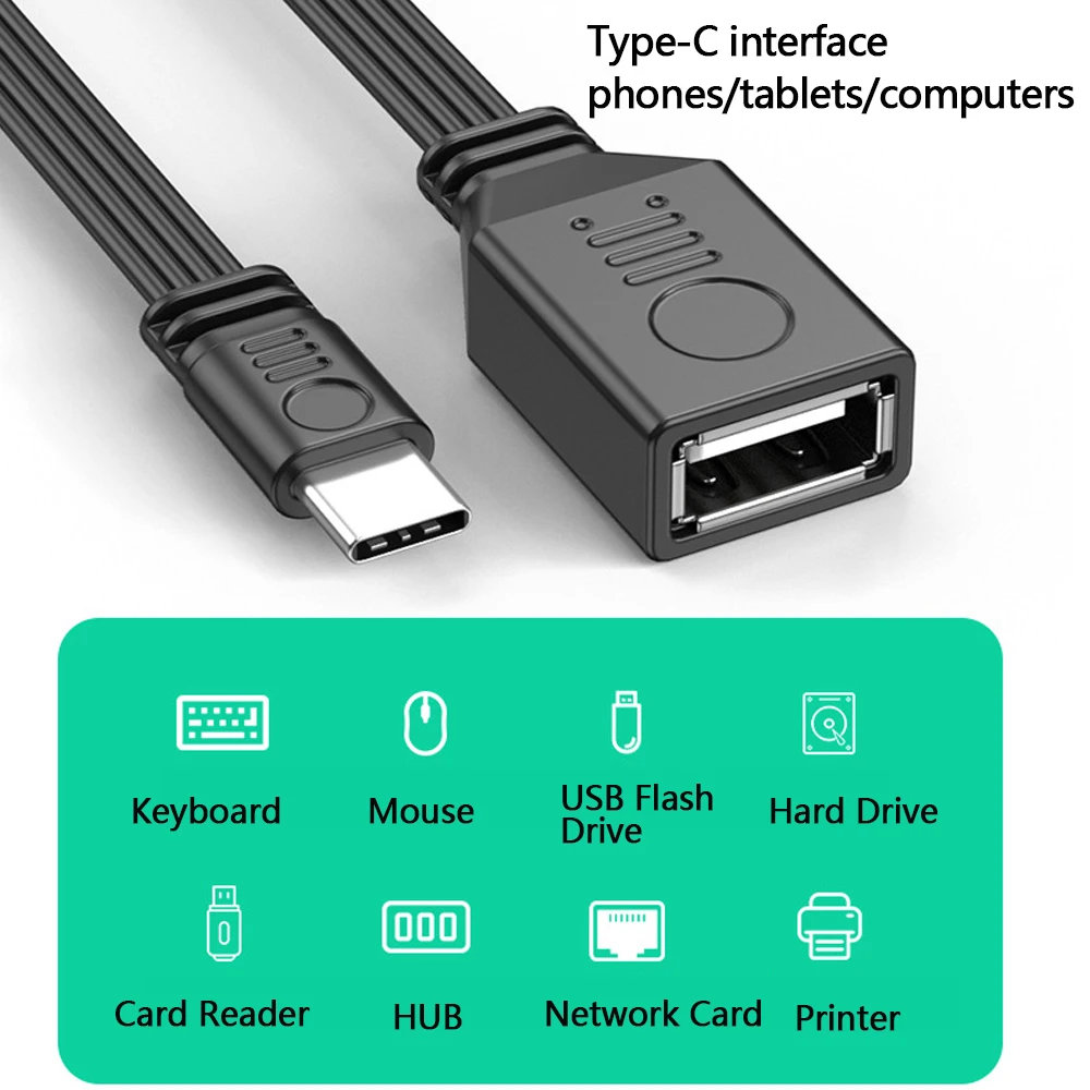 Type C To Usb 2.0 Elbow Shaped Silicone Cable OTG Data for Tablets Mobile Phones Flash Drives Vehicle Interconnection Mice