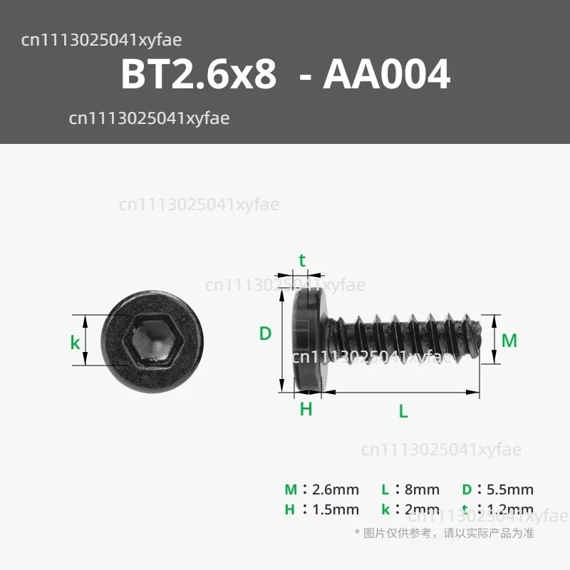 BT2.6x8 Cylindrical Head Self-tapping Screws 20Pcs Model Standard Fasteners AA004, 3D Printer Replacement Accessories