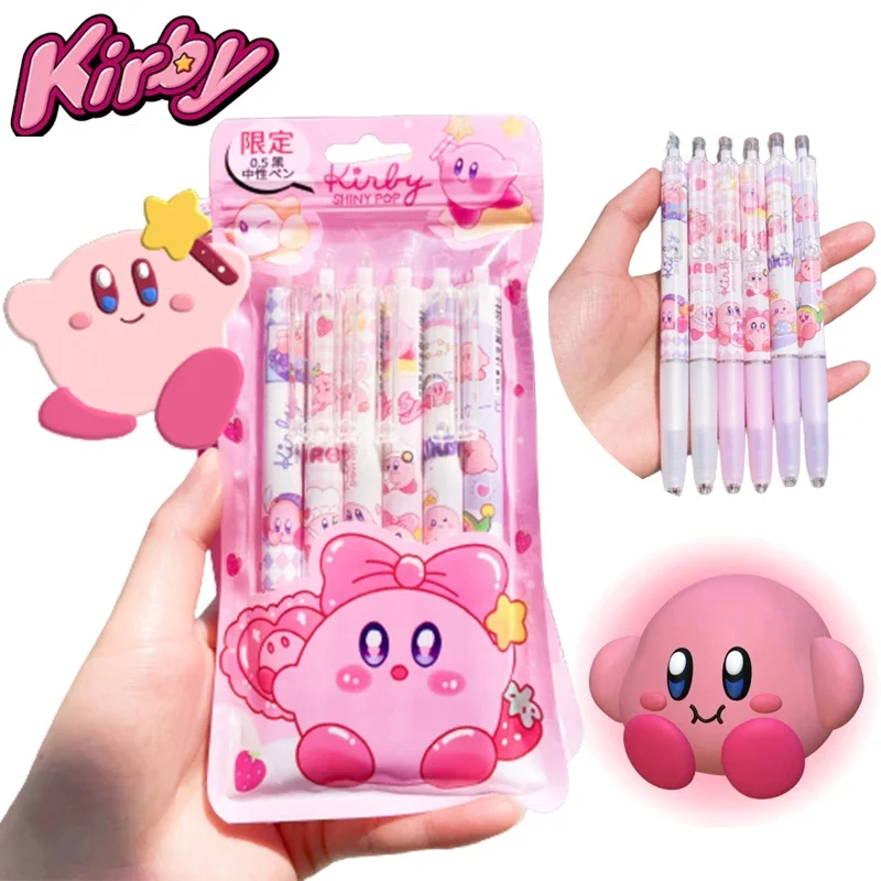 Kirby Gel Pen Anime 0.5mm Black Ink Ballpoint Pen Cartoon Kids School Office Supplies Stationery for Men Women Neutral Pens Gift