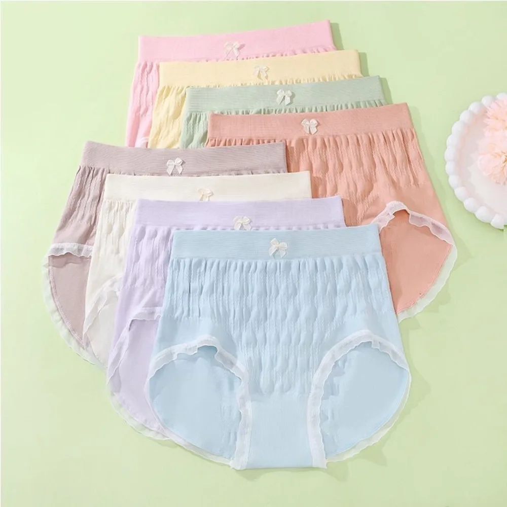 

8Pcs Simple Low Waist Women Panties Set Female Lingerie Underwear Ruffles Briefs Comfortable 8PCS Bow Underpants Daily Sports