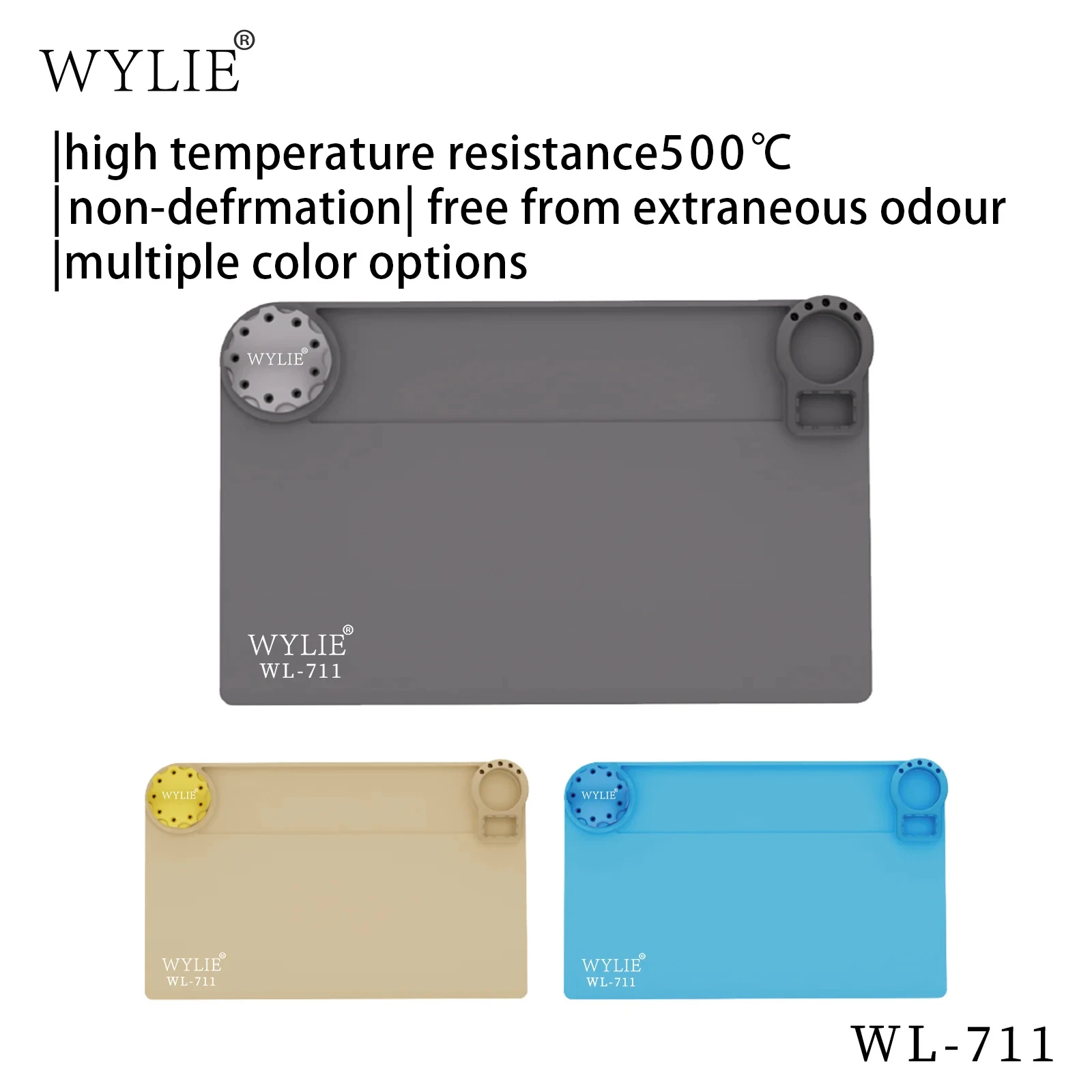 WYLIE WL711 실리콘 수리 매트 내열성 500C 정전기 방지 작업 패드 휴대폰 메인보드 납땜 작업 매트 도구
