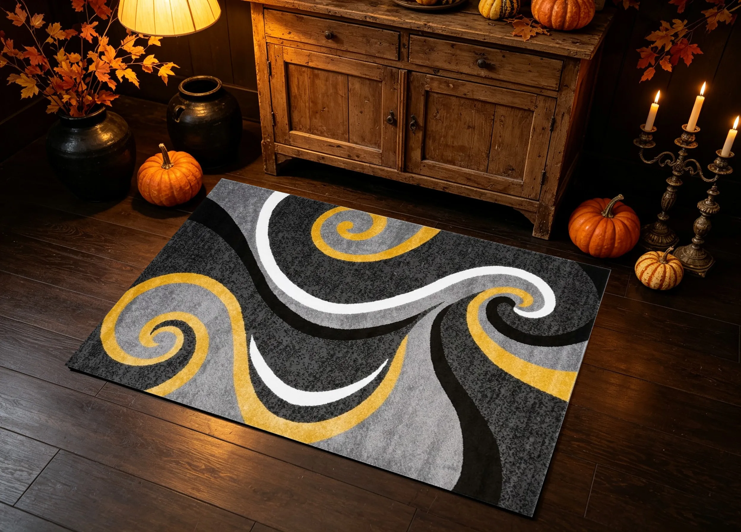 Printed Rug Abstract - Tappeto di grandi dimensioni, giallo e