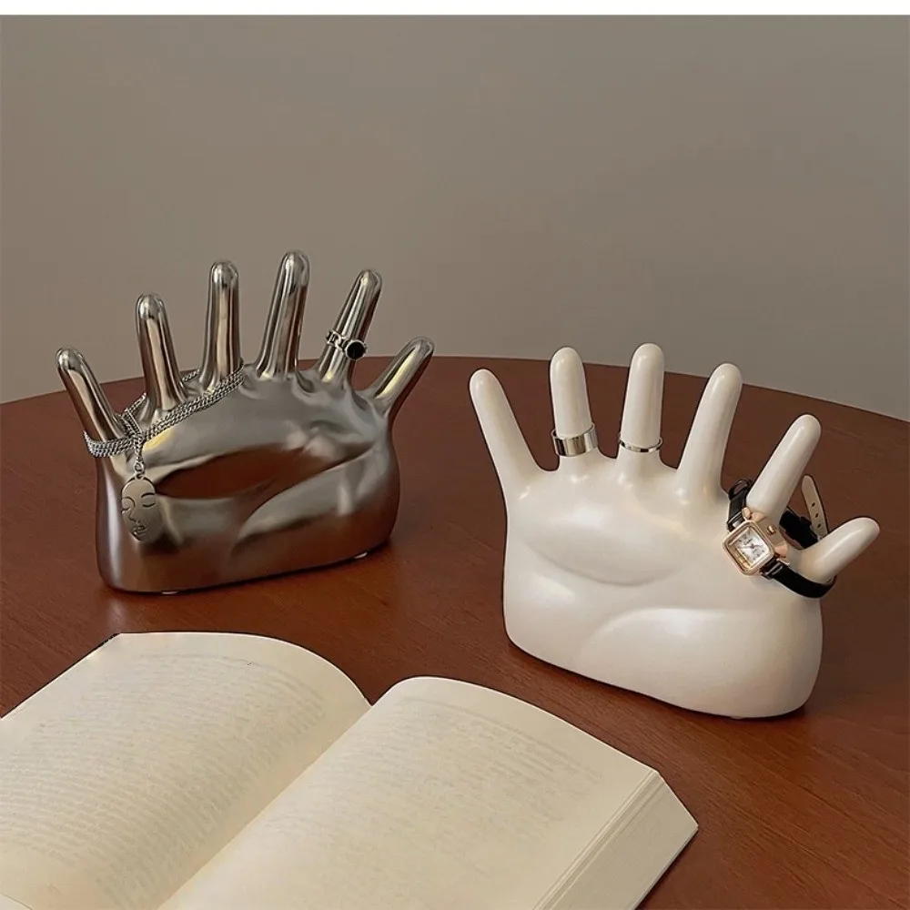 

6 Fingers Palm Shape Rings Holder Resin Vintage Watch Organizer Simple Crafts Palm Shape Jewelry Display Stand