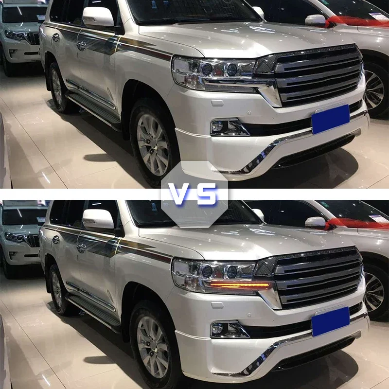 الأصفر LED بدوره إشارة ضوء فلاش عدة لتويوتا لاند كروزر FJ200 LC200 2016-2020 كروم الجبهة مصبغة مصباح Trunning ضوء #5