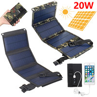 20W Foldable Solar Panel 5V USB Solar Cell Portable Waterproof Solar Panel Mobile Phone Battery Charger Outdoor Phone Power Bank