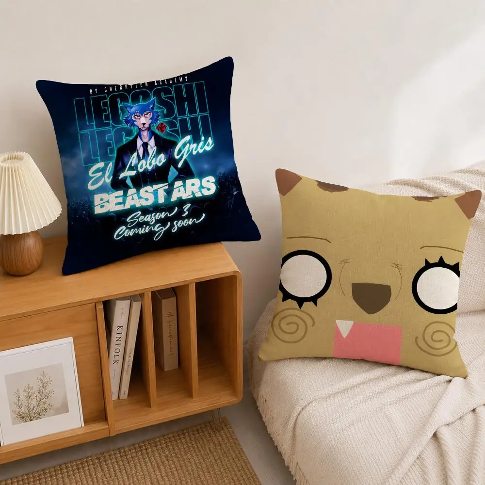 Anime BEASTARS Cushion Cover Natural Linen Pillowcase Set, All-in-One Decor for Sofa, Bedroom & Chair