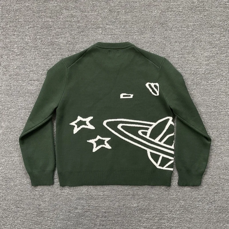 

2025 Couples Sweater Knitwear Crewneck Stylish American Street Planet Embroidery Jacquard Logo Casual Daily Streetwear