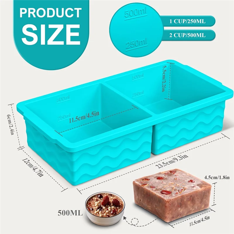 

【DIY DECOR】Soup Freezer Container Molds 2 Cup With Lid-Silicone Freezer Food Molds For Storing And For Freezing Soup, Sauce