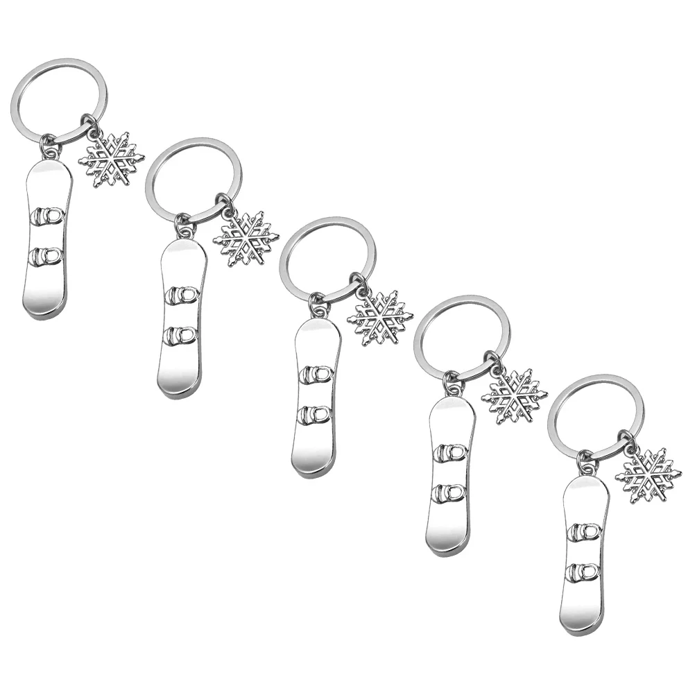 

5 Pcs Snowboard Keychain Adorable Sled Pendant Keys Supply Silver Creative