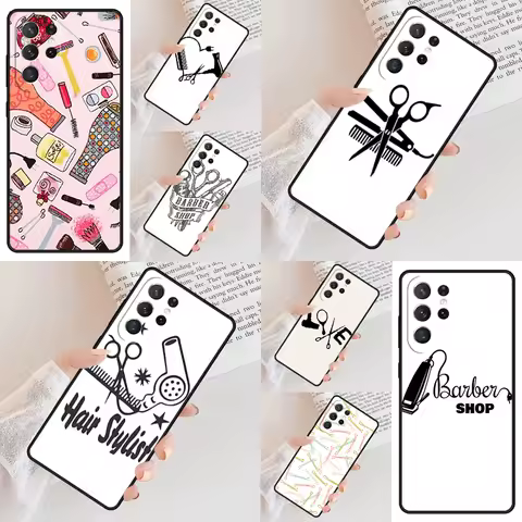 Hair Stylist Scissors Phone Case For Samsung Galaxy S24 S23 S22 S21 Ultra S10 Note 10 Pro S20 Plus FE S9 S8 Cover