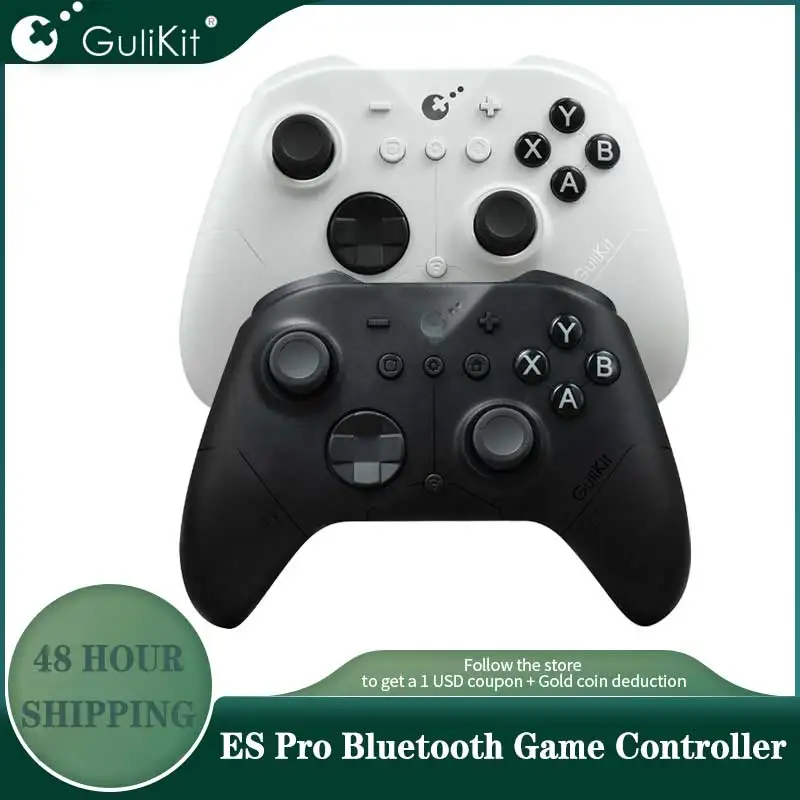 وحدة تحكم بلوتوث رياضية إلكترونية من GuliKit ES Pro، لوحة ألعاب لاسلكية مع عصا تحكم TMR للكمبيوتر الشخصي ويندوز أندرويد لنينتندو سويتش 1/2