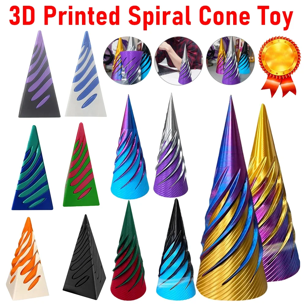 3D gedruckte Spiral kegel Spielzeug unmögliche Pyramide Durchgang Skulptur durch Pyramide Zappeln Spielzeug Mini Wirbel Faden Illusion