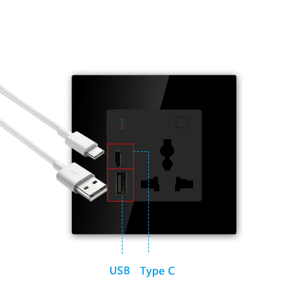 2021 Lanbon Novo design de tomada de parede inteligente universal com 2 portas de carregamento rápido