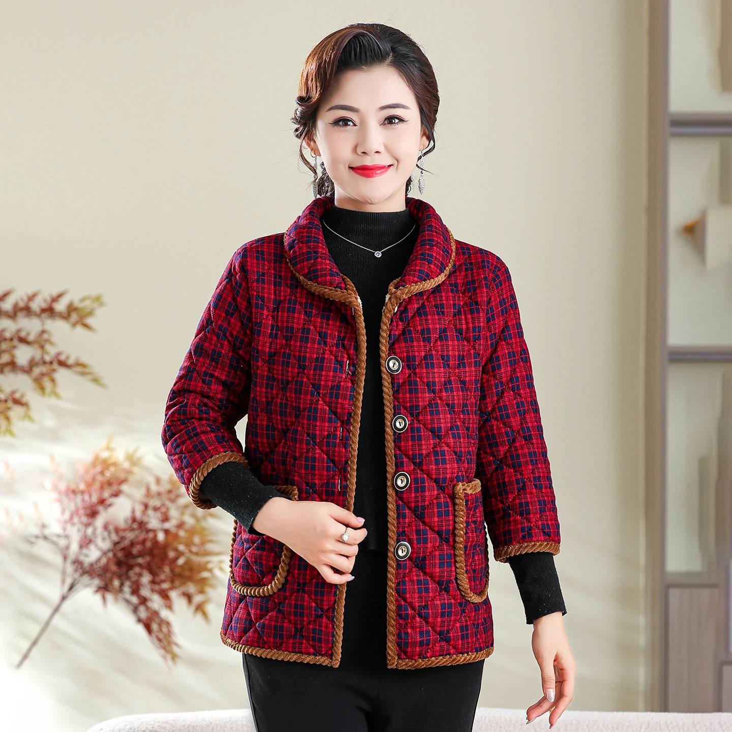 

Women's Autumn Winter Fce Lined 7/8 Sve Cotton Jaet ort f Sve Cheered Vest Casual Sle Polyester Fiber