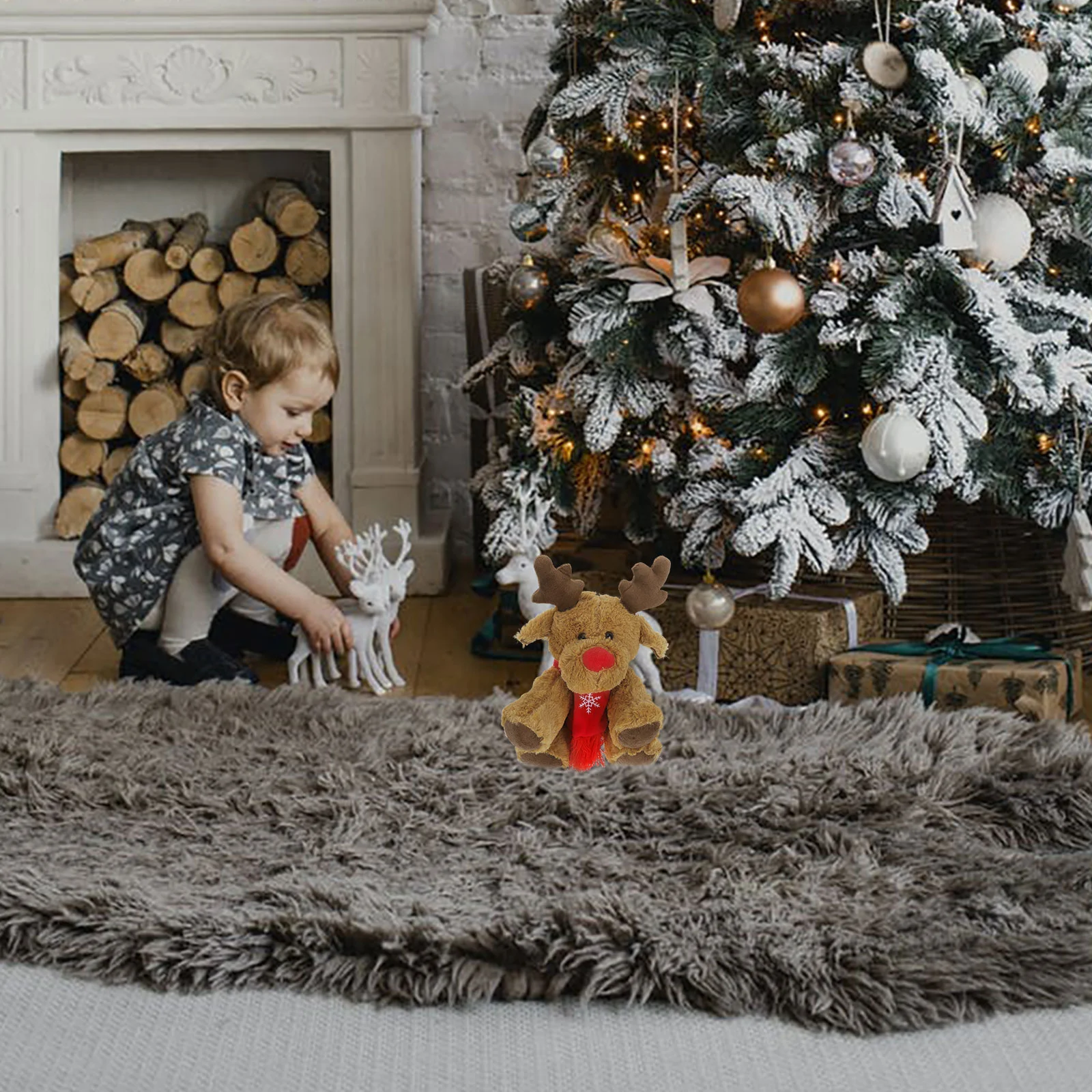 Alce de peluche navideño de 29cm, alce de peluche Adorable, ciervo de Navidad, regalos de Año Nuevo para niños, decoración para fiesta de Navidad (marrón claro)