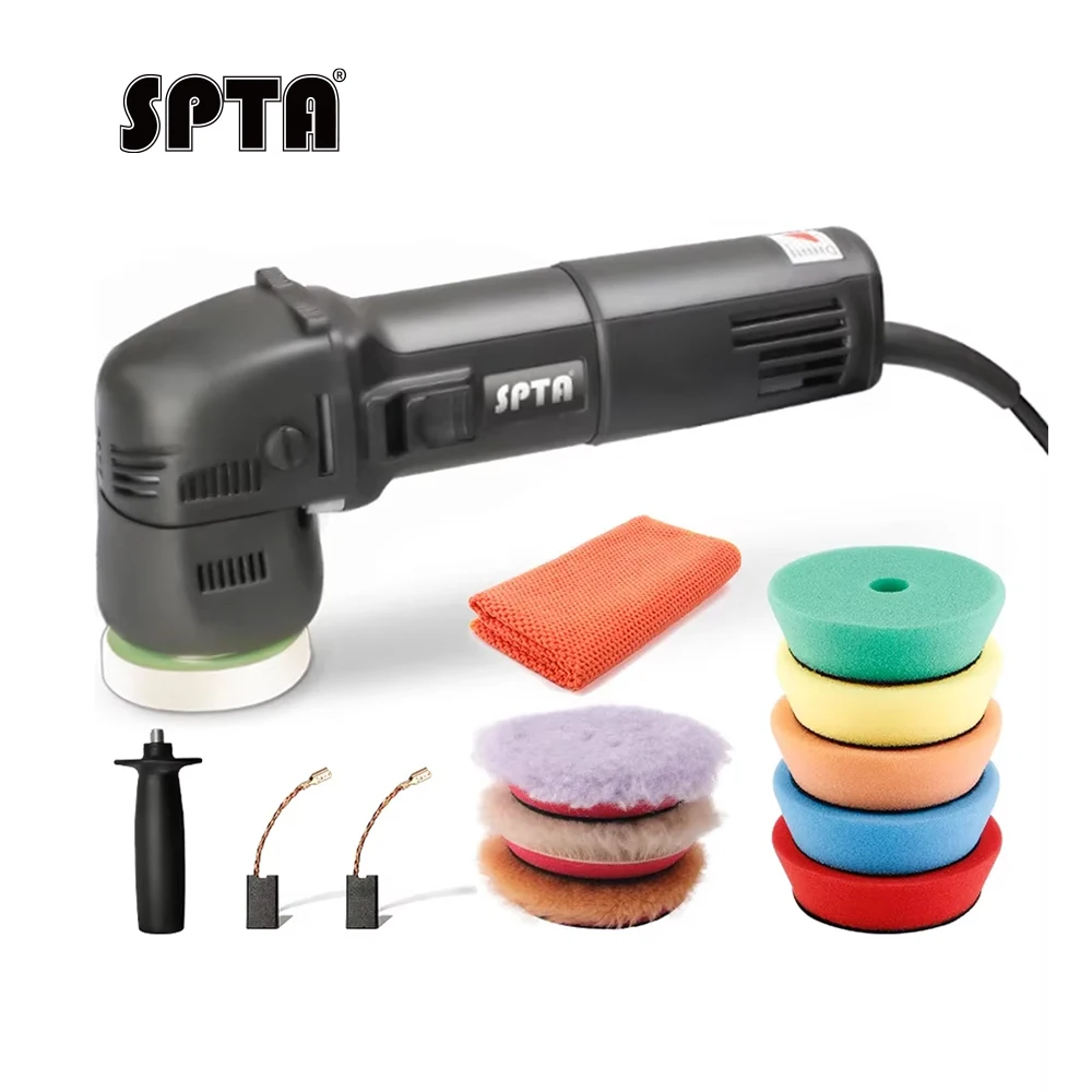 SPTA Orbital Car Polisher 3 Inch 10mm/780W Variable Speed Orbit Dual Action Polisher Auto Detailing Tools With DA Polishing Pads