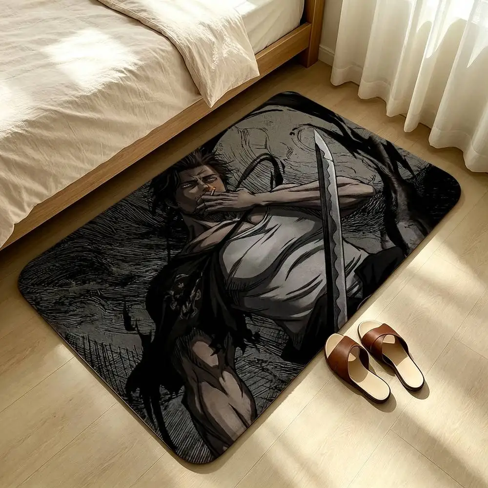 Black C-Clover Yami Sukehiro Shower Room Absorbent Small Floor Mat Soft Comfortable Decorative Foot Mat