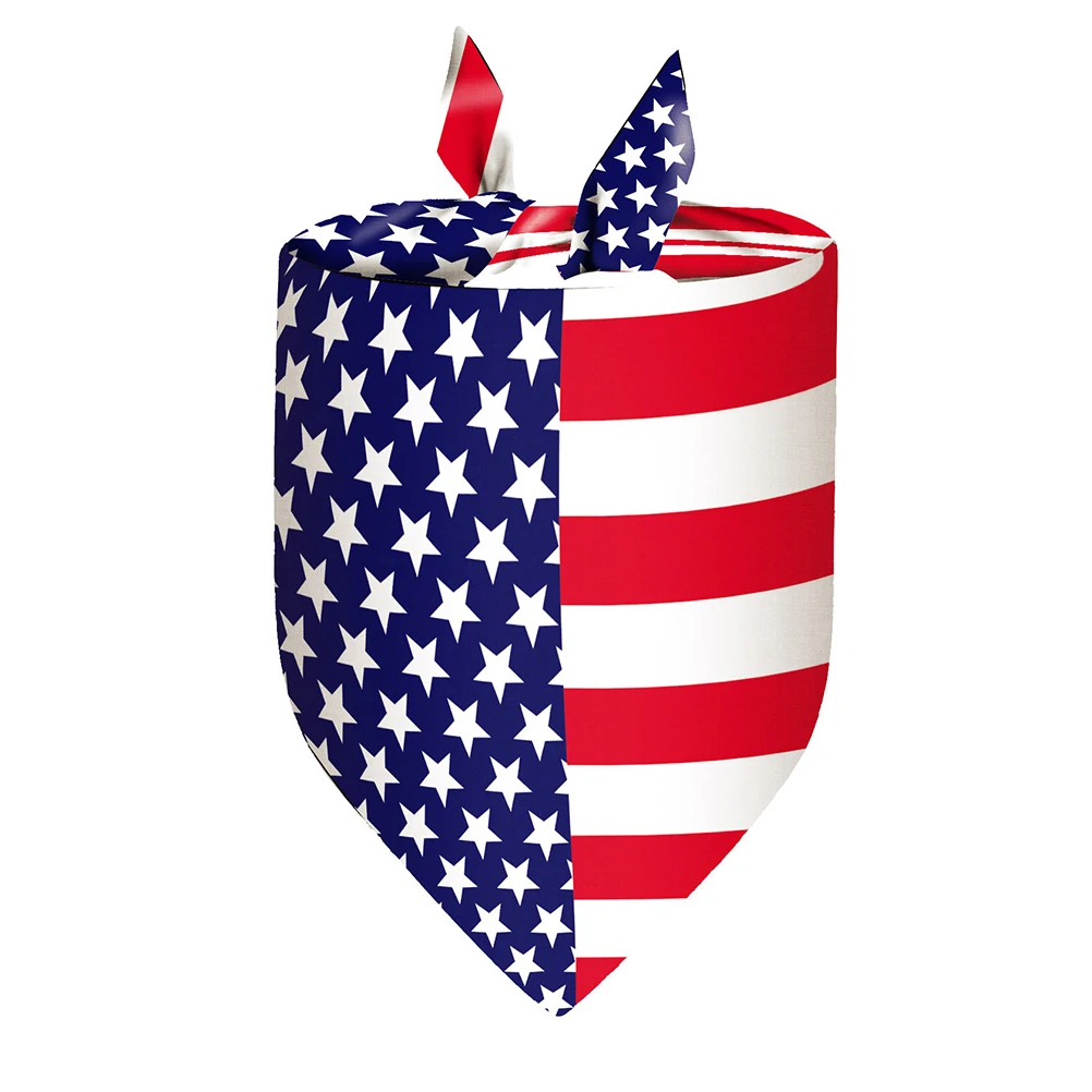 

American Flag Pet Bib Polyester Independence Day Scarf Festival Costume for Medium Large Dogs Cats Labrador Doberman